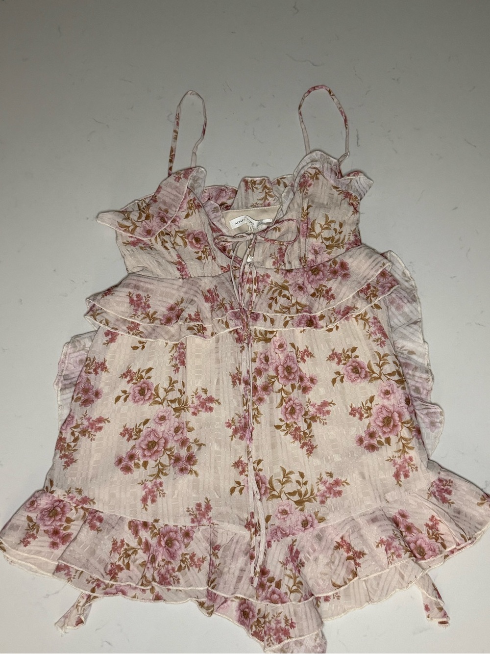 Altar’d State Woman’s Pink Floral Ruffle Romper